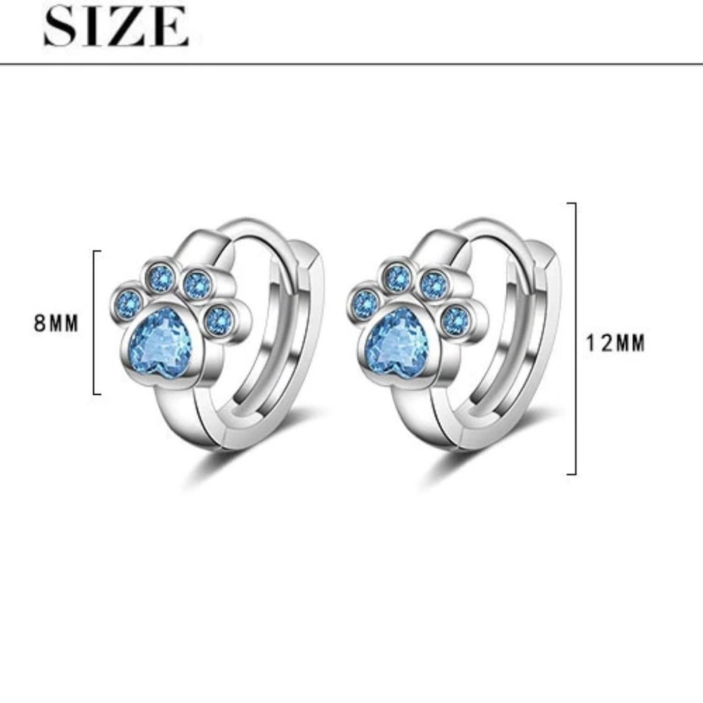 *NEW 925 Sterling Silver Diamond Paw Hoop Earrings - Picture 10 of 10